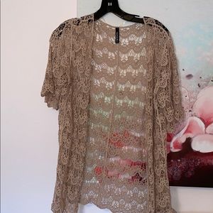 Crochet (look alike) tan Coachella coverup